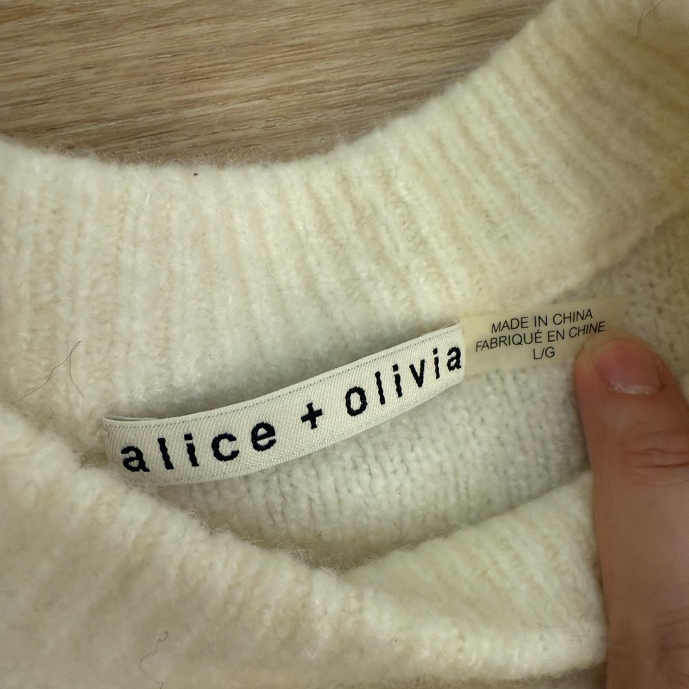 Alice + Olivia Crewneck Sweater Viscose Wool Cashmere Blend Sz L
